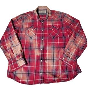 Franklin Flannels Upcycled Western Snap Plaid Shirt Red Sz M? (See Measurements)
